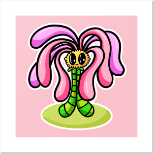 Pretty Pink Flower Cartoon Character Posters and Art